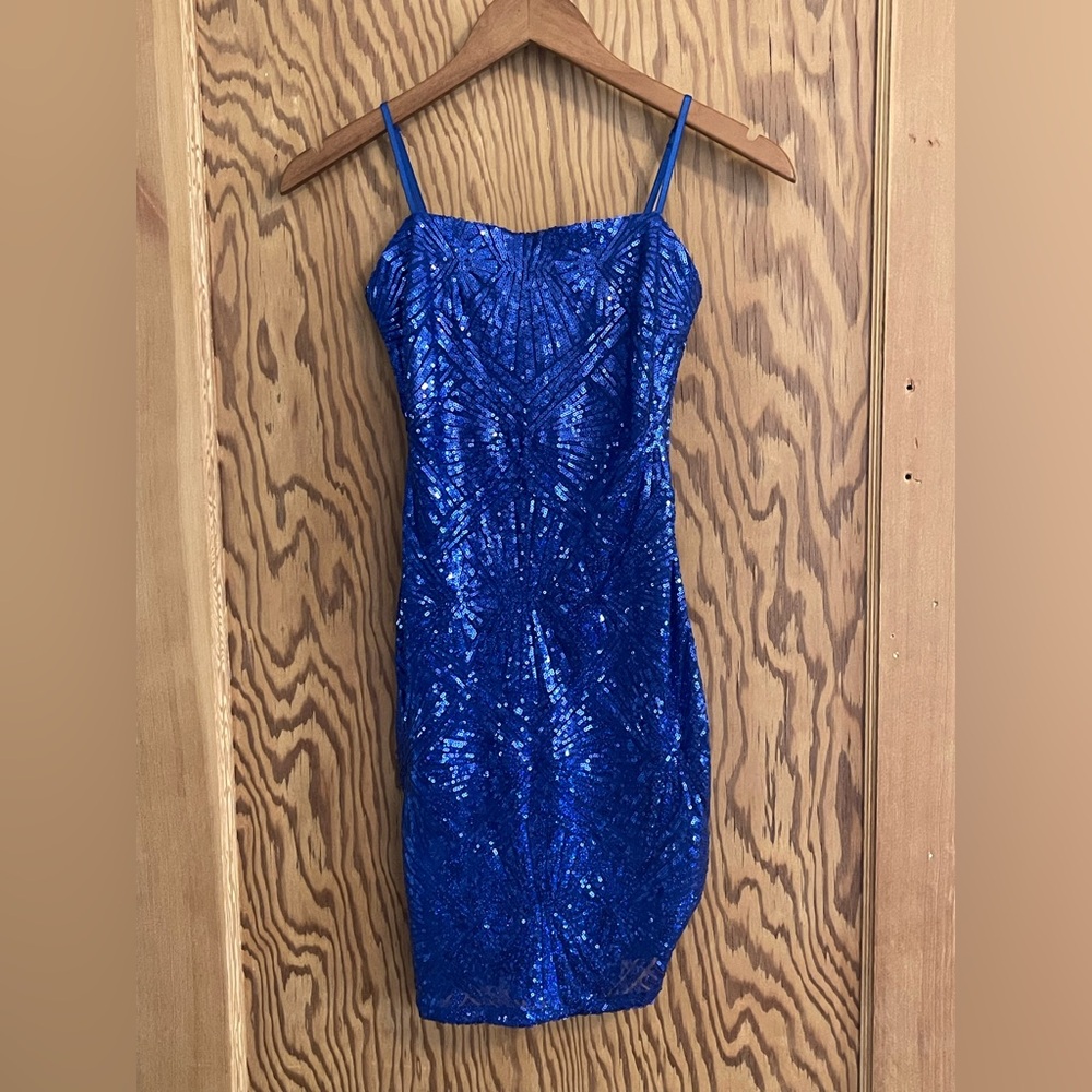 Blue Sequin Homecoming Dress, Size 0